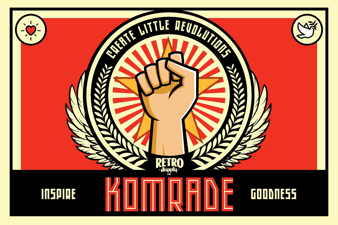 红色高级字体Komrade Font #504411