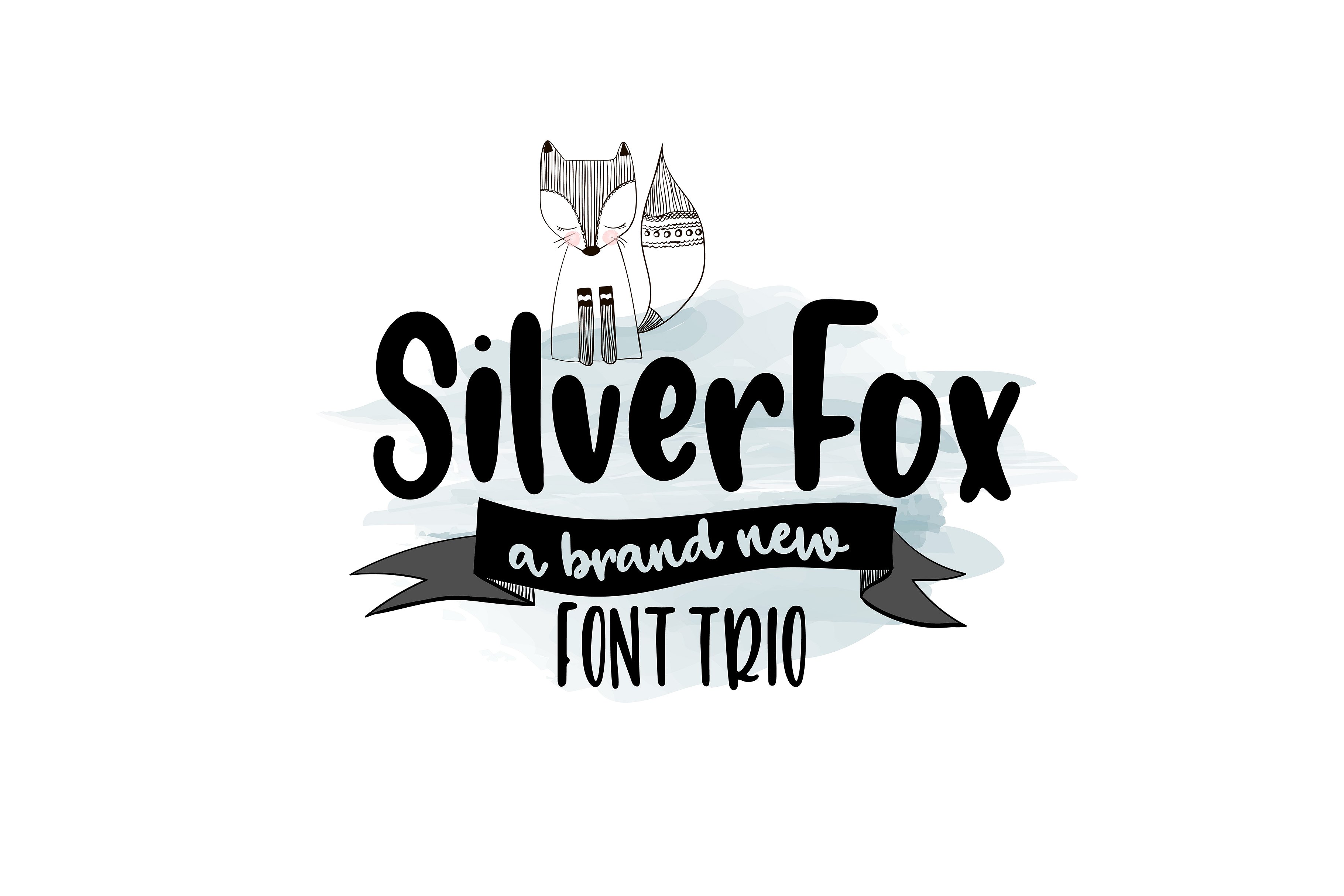 清新狐狸背景SilverFox Font TRIO #210