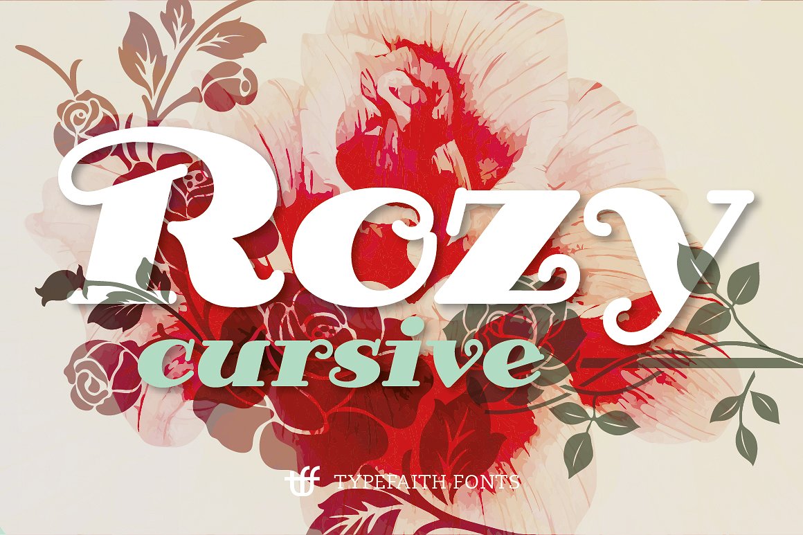 红色花卉背景Rozy Cursive #876290
