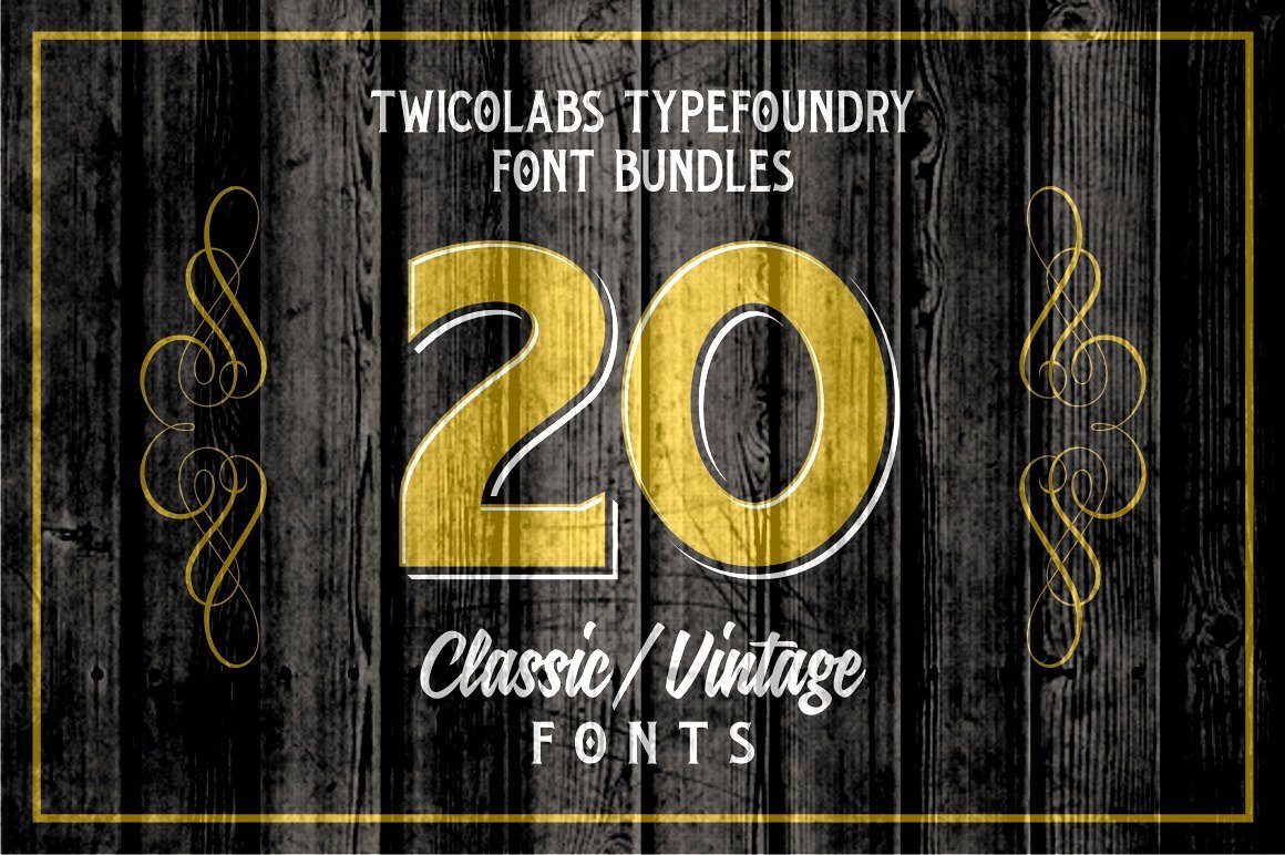 黑色复古木纹Font Bundles #21559