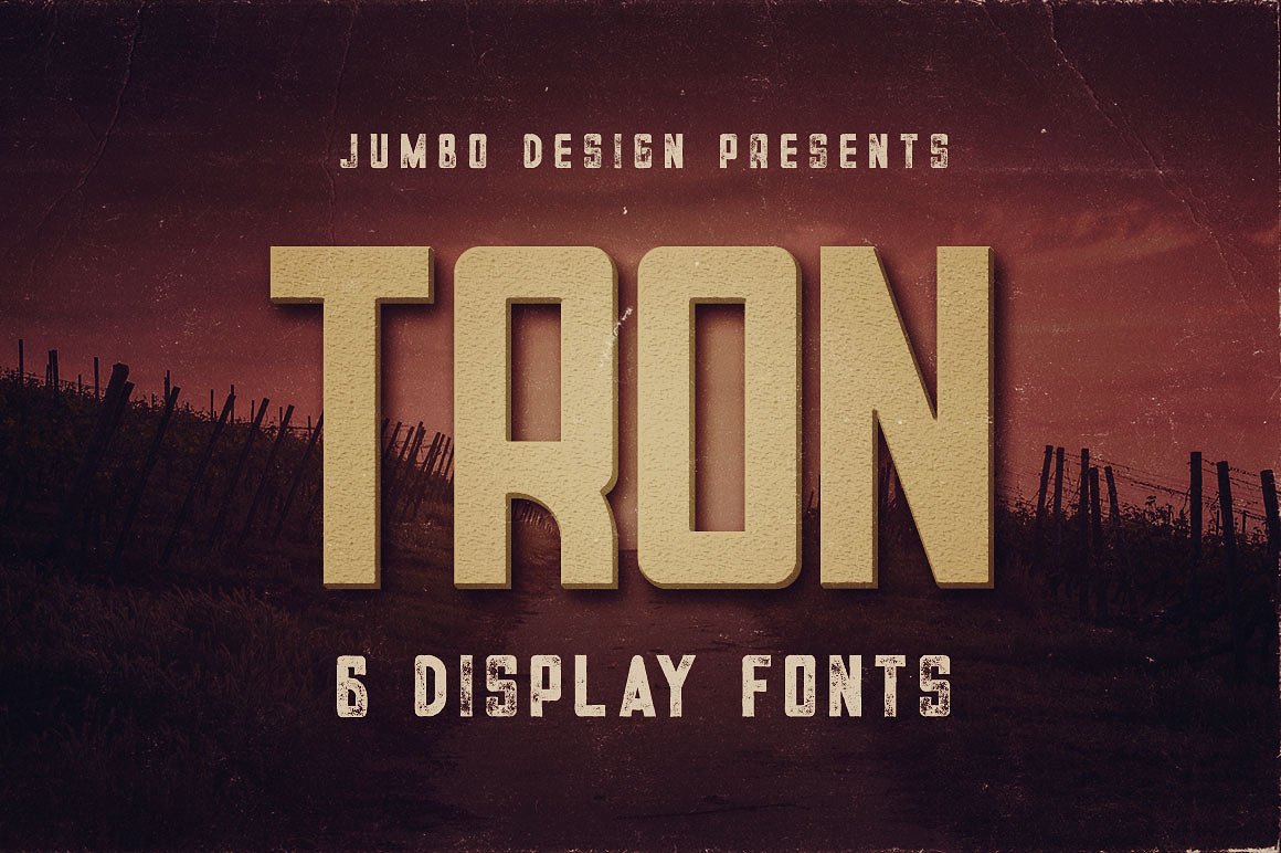 高级风景背景Tron - 6 Display Fonts #