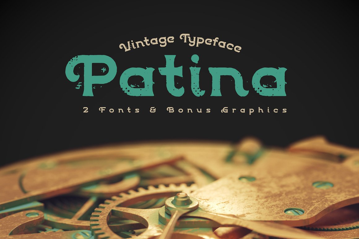 古铜色字体Patina vintage typeface #