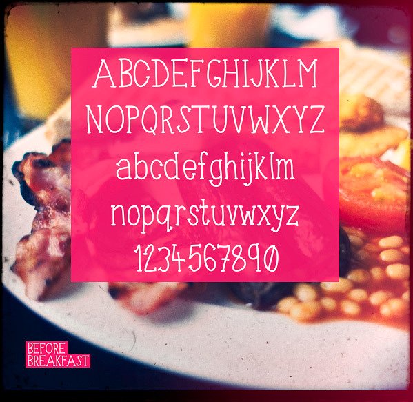 彩色早餐前显示字体Before Breakfast disp