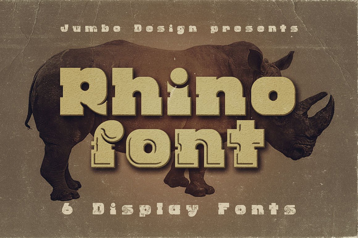 复古犀牛封面Rhino - 6 Display Fonts