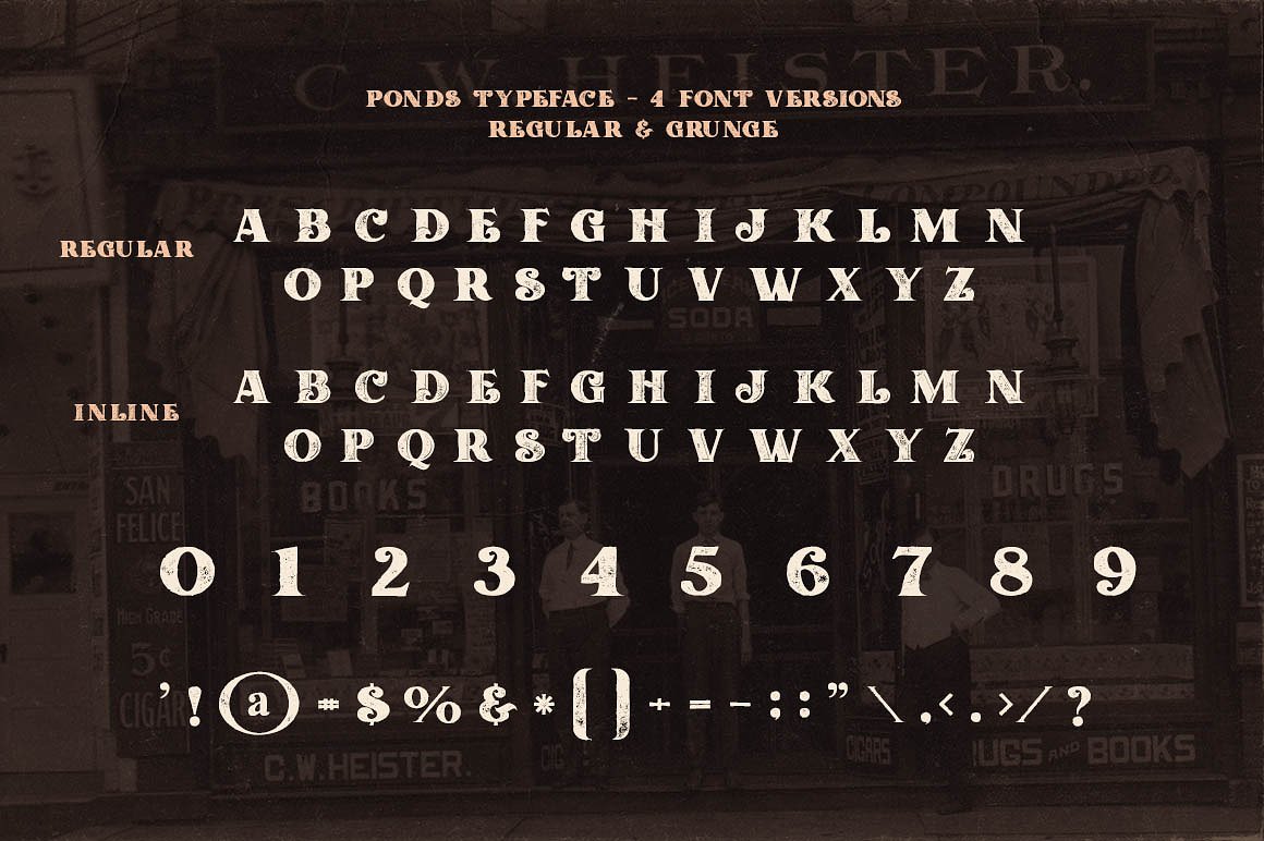 复古老式英文字体Ponds Typeface