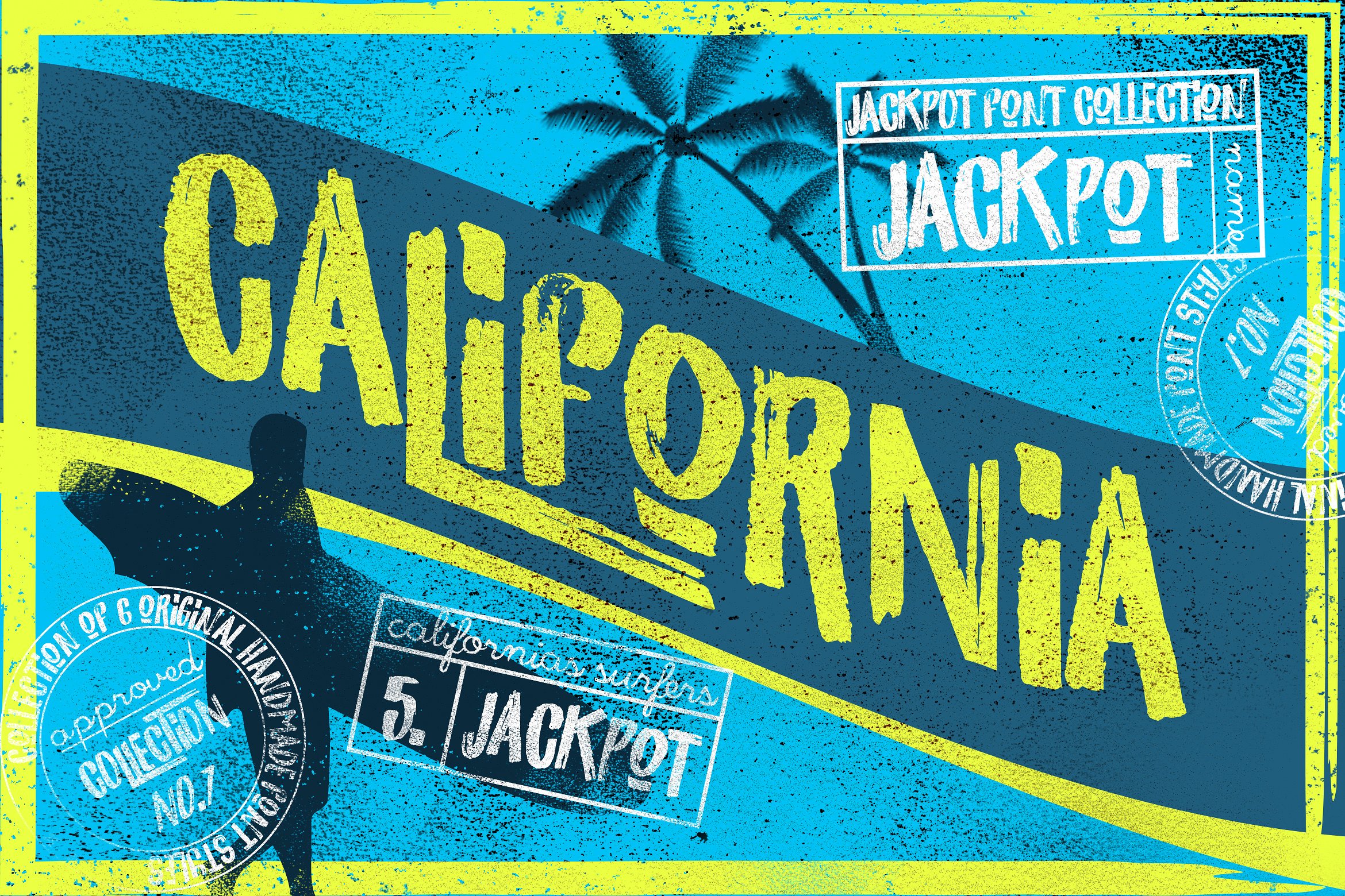蓝色海滩封面California Jackpot Font