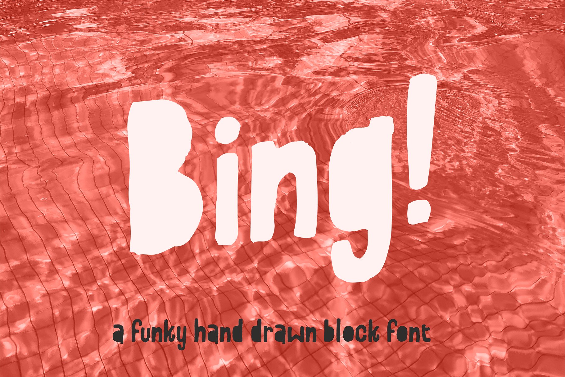红色英文字母Bing! A hand-drawn block