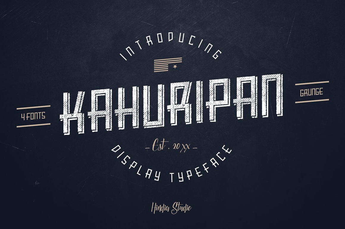 深色高端英文字母Kahuripan Font - 4 Sty