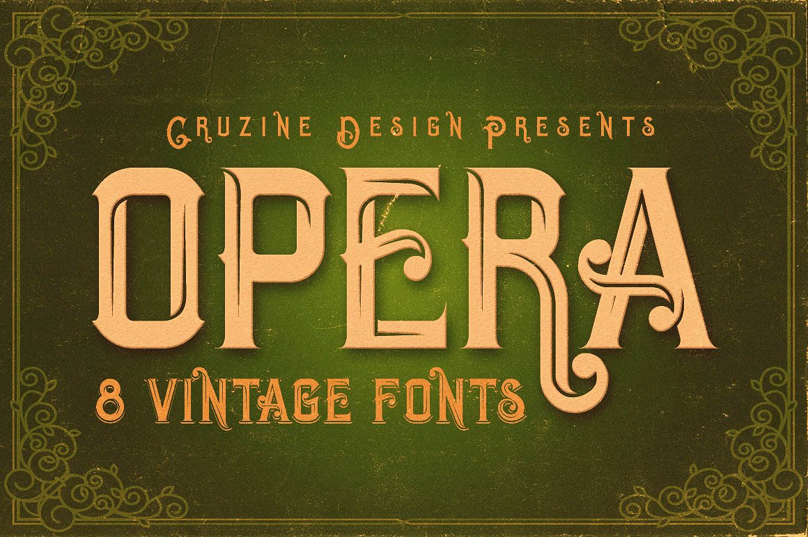 复古背景开放Opera Vintage Typeface #