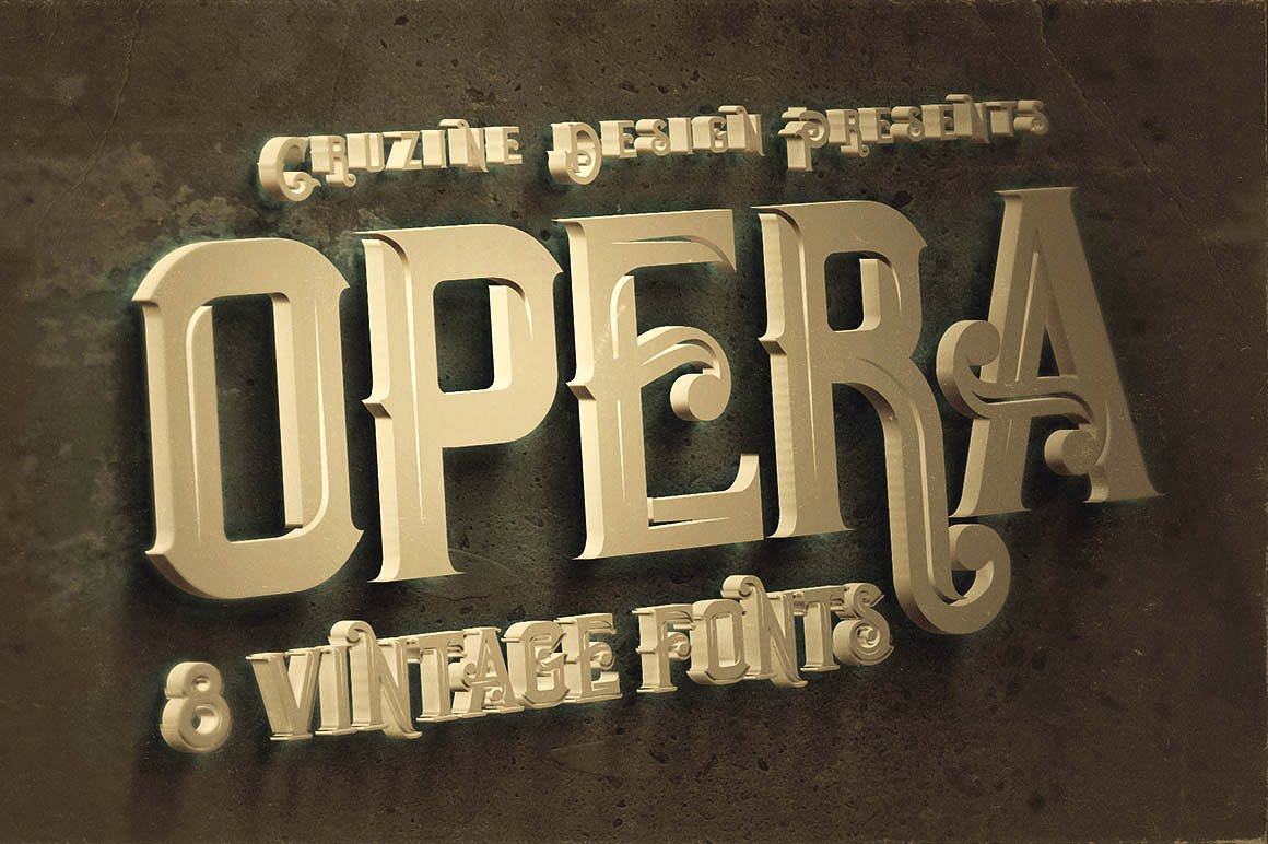 复古背景开放Opera Vintage Typeface #