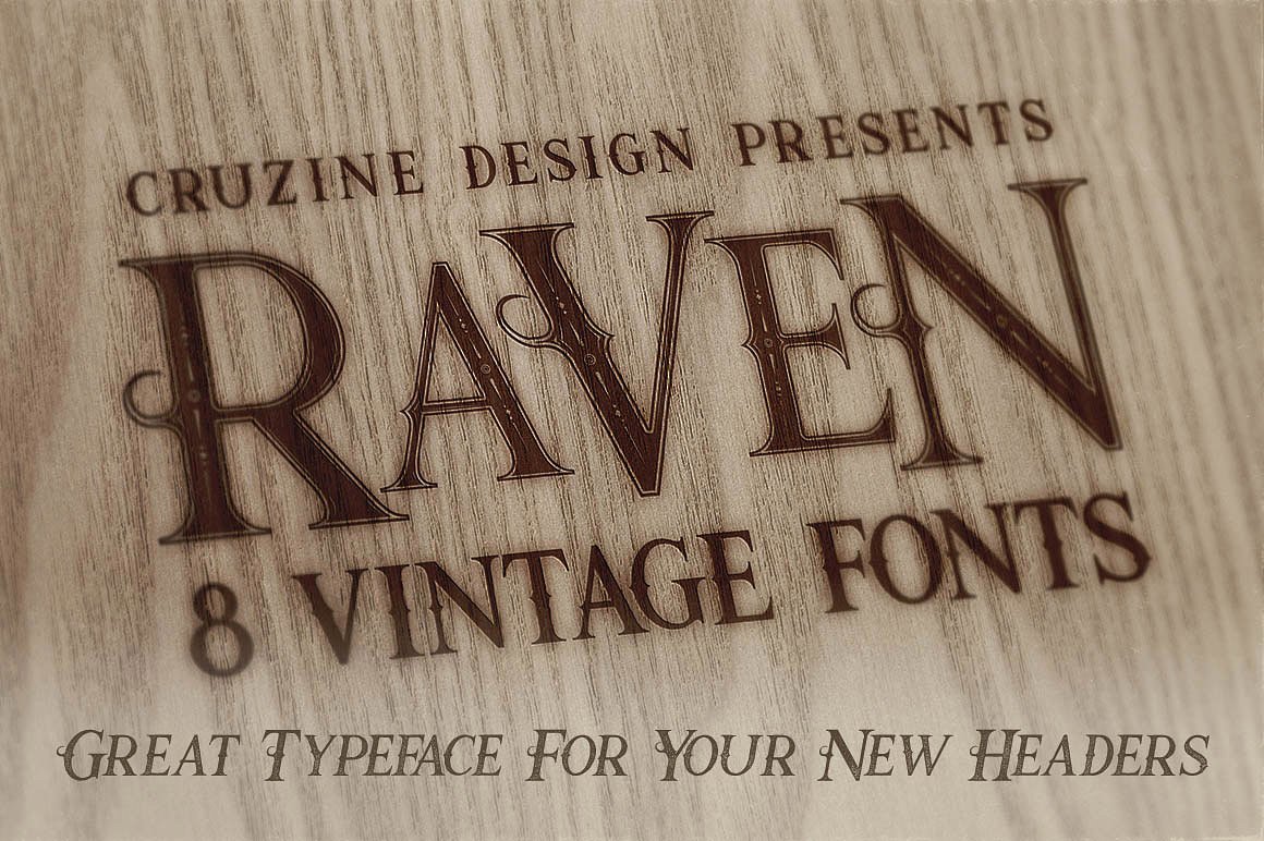 复古动物背景Raven Typeface #810812