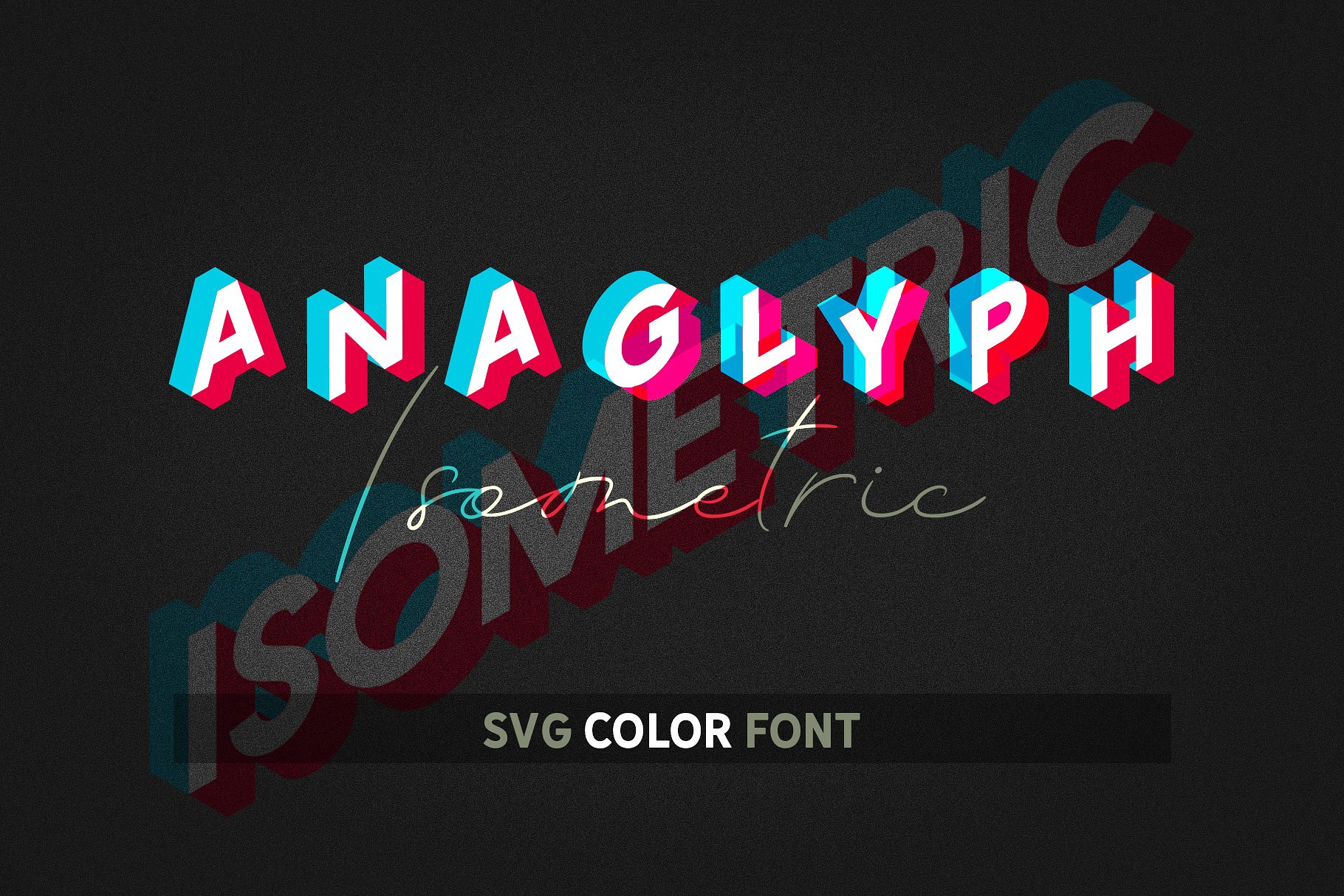 黑色英文封面Anaglyph Isometric SVG C