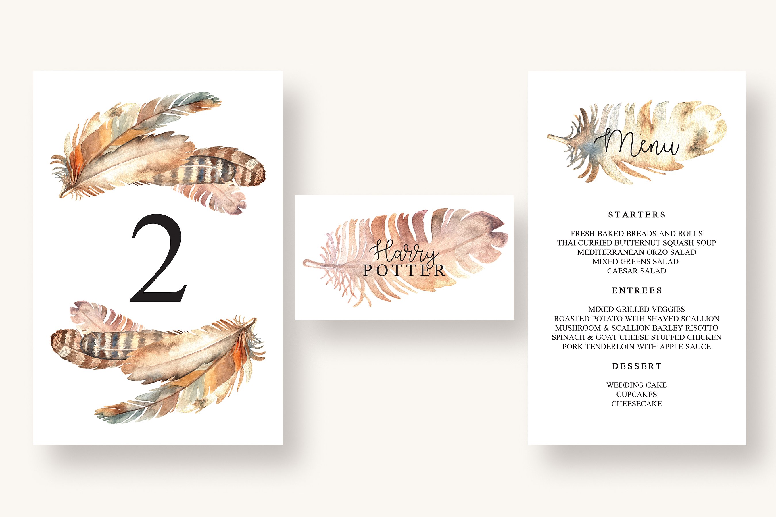 花卉邀请函Boho Feather Invitation S