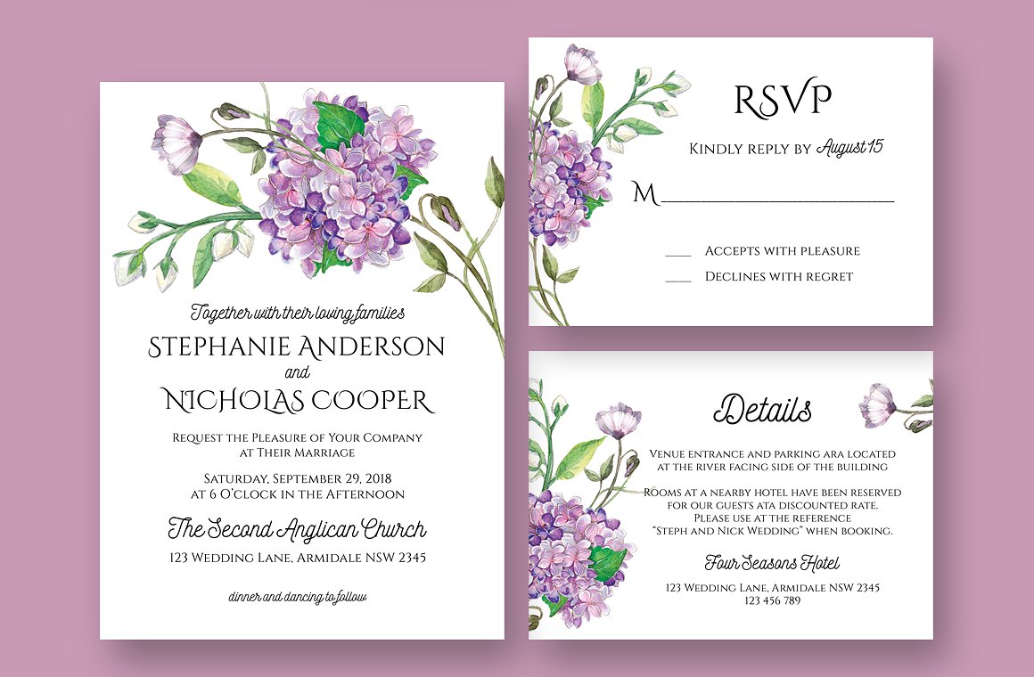 花卉封面Hydrangea Wedding Invitati