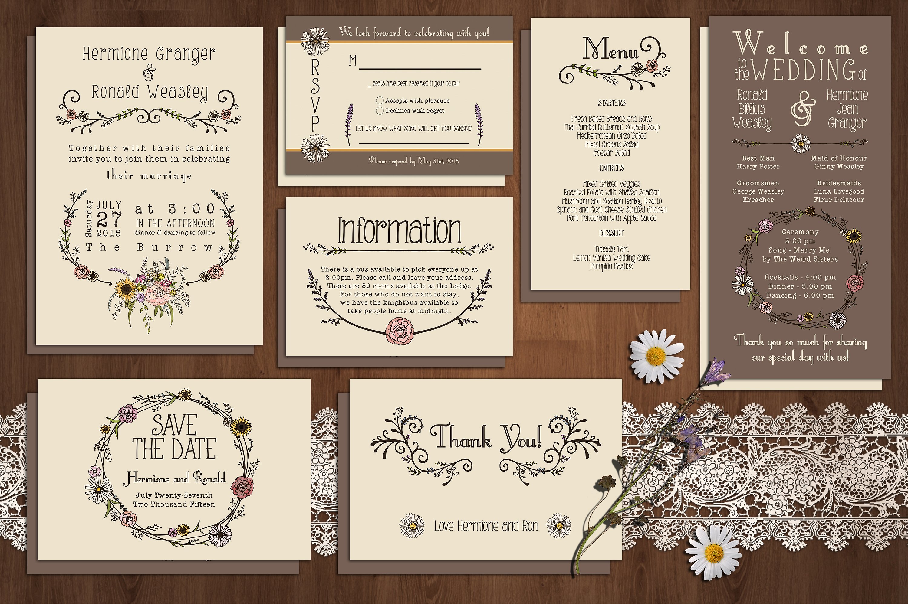 高端封面Wildflower Wedding Invitat