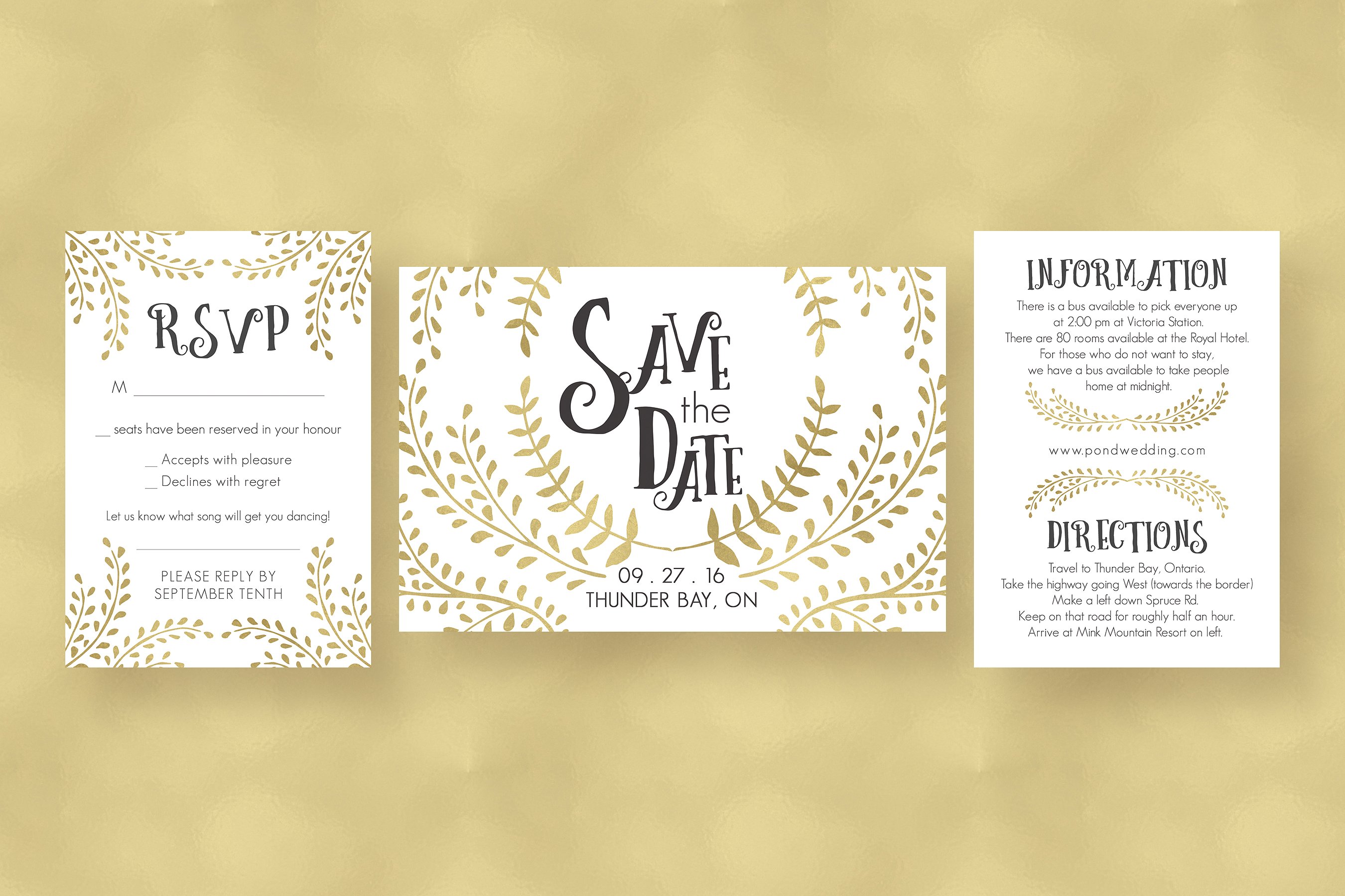 设计模板Gold Wedding Invitation Su