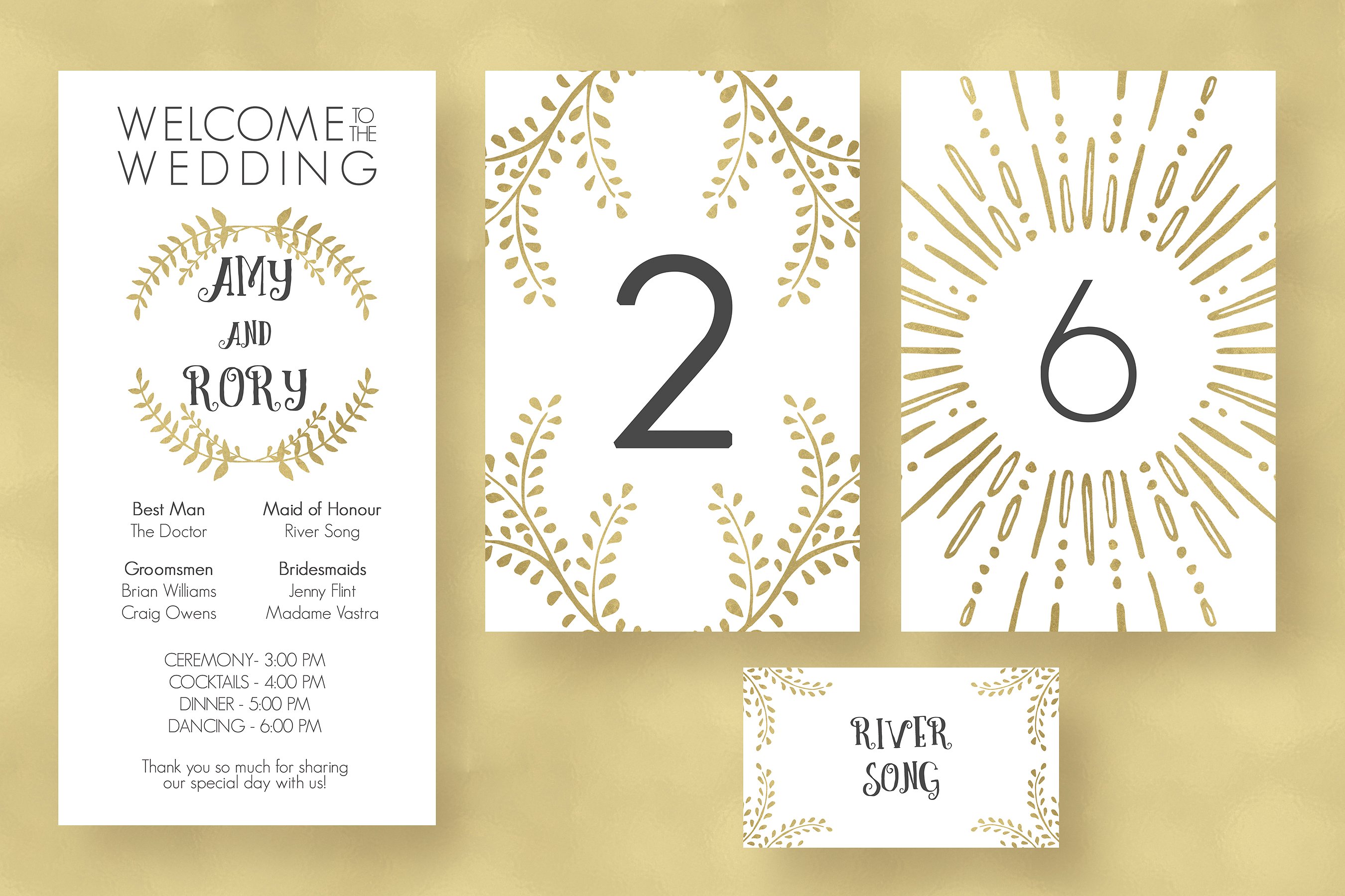 设计模板Gold Wedding Invitation Su