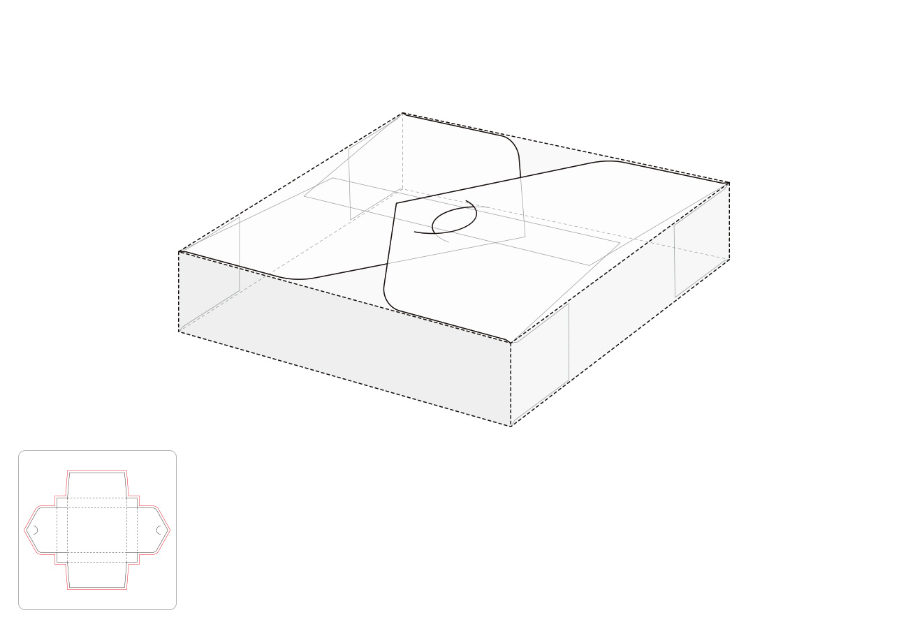 折线式方框盒模切图/刀模图EPS源文件