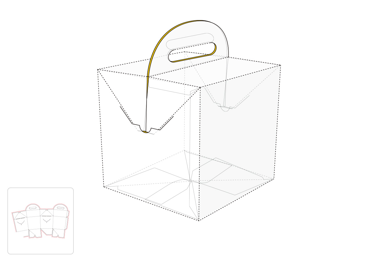 锥形方形快餐盒模切图/刀模图EPS源文件