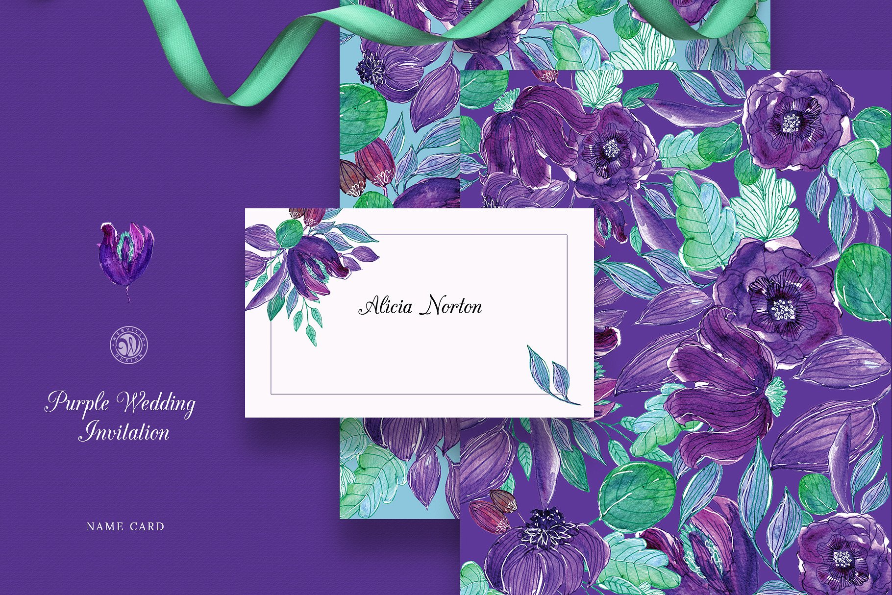 紫色婚礼邀请集Purple Wedding Invitati