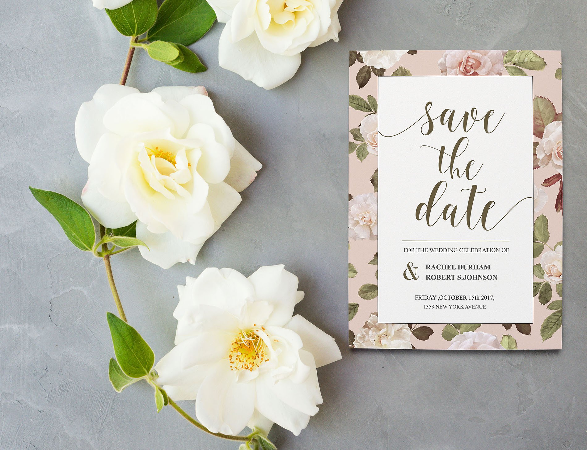 花卉保存日期卡Floral save the date ca