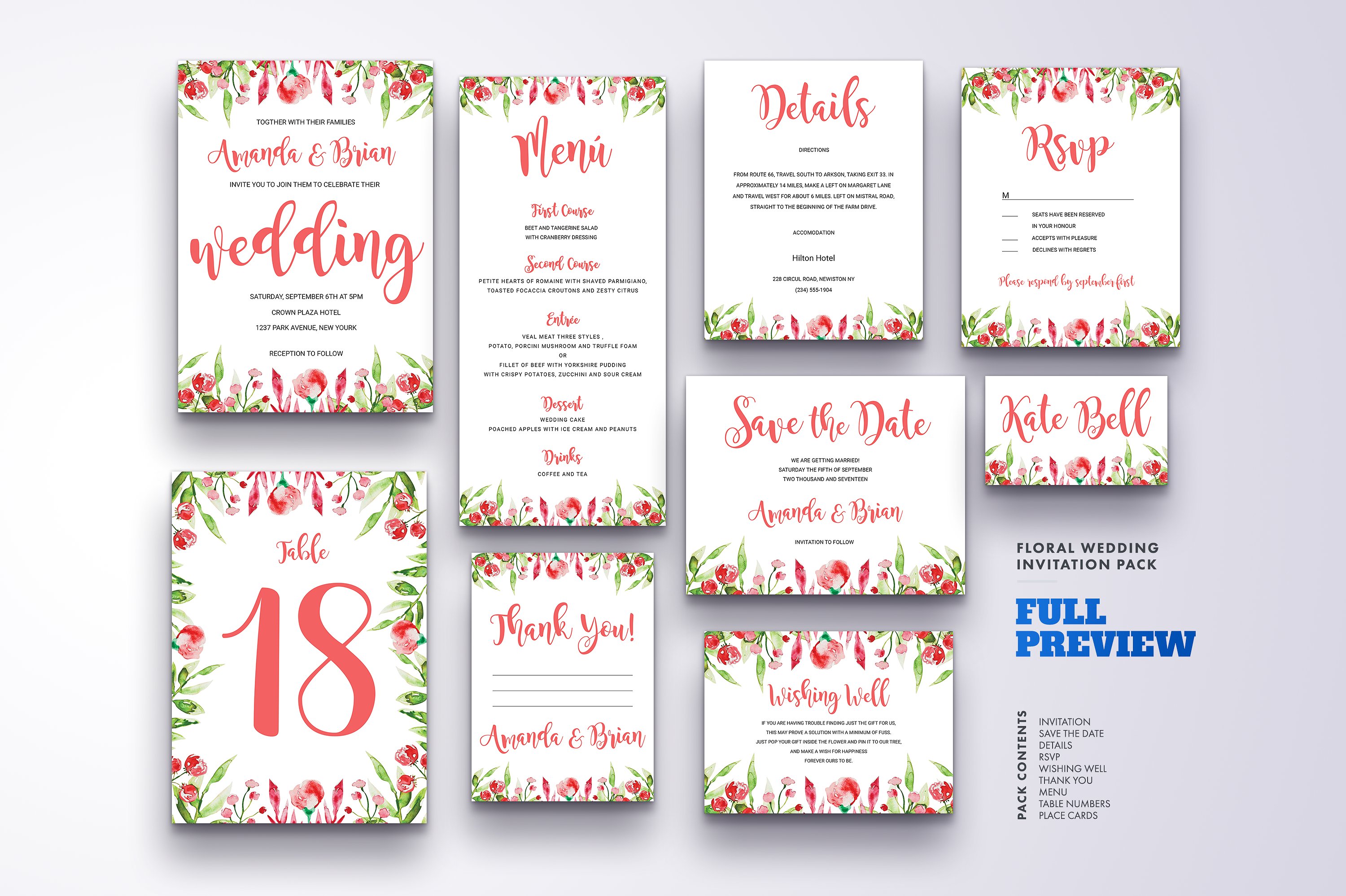 花卉婚礼邀请捆绑Floral Wedding Invitat