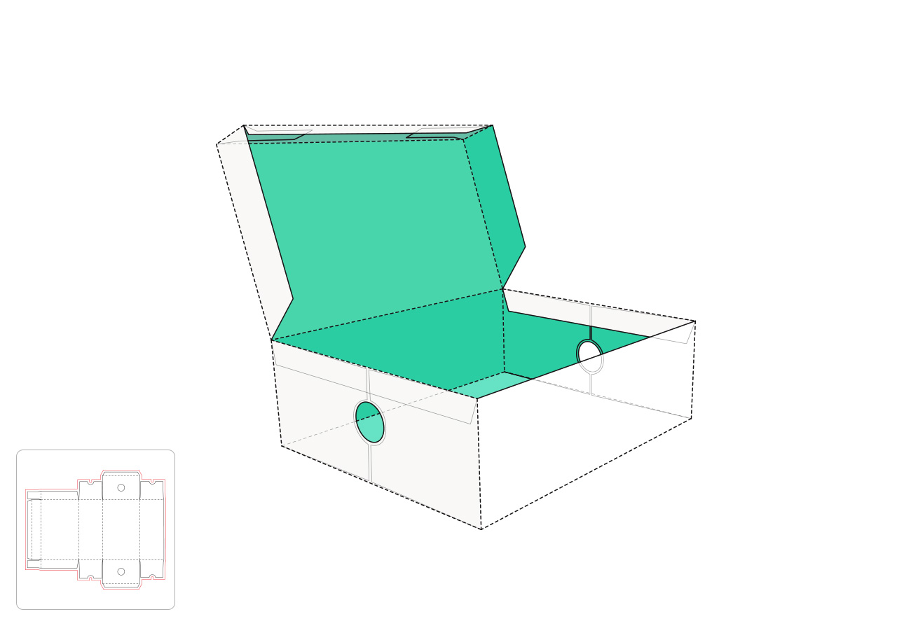 打开的鞋盒模切图/刀模图EPS源文件
