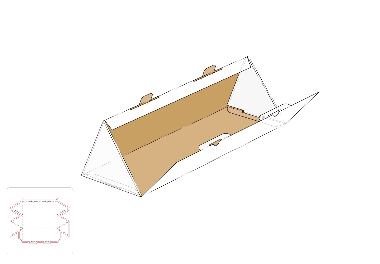 打开的三角形盒模切图/刀模图EPS源文件
