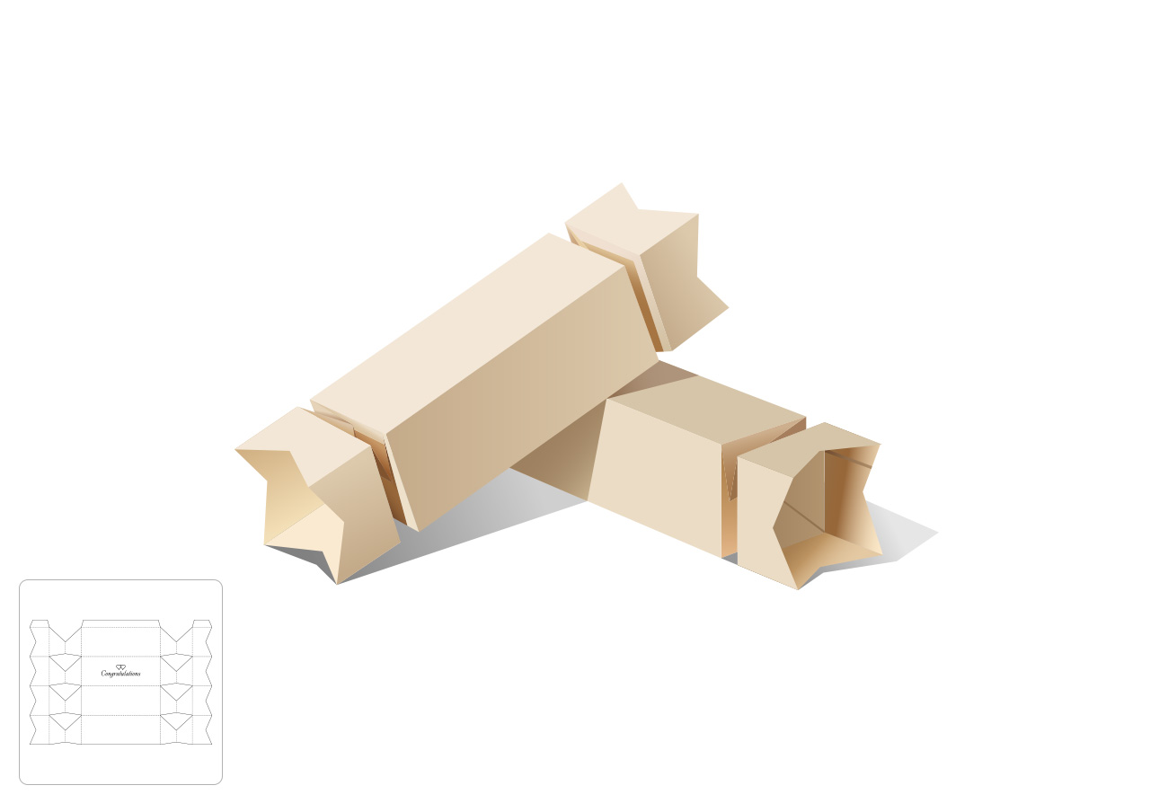 锥形体包装盒模切图/刀模图EPS源文件