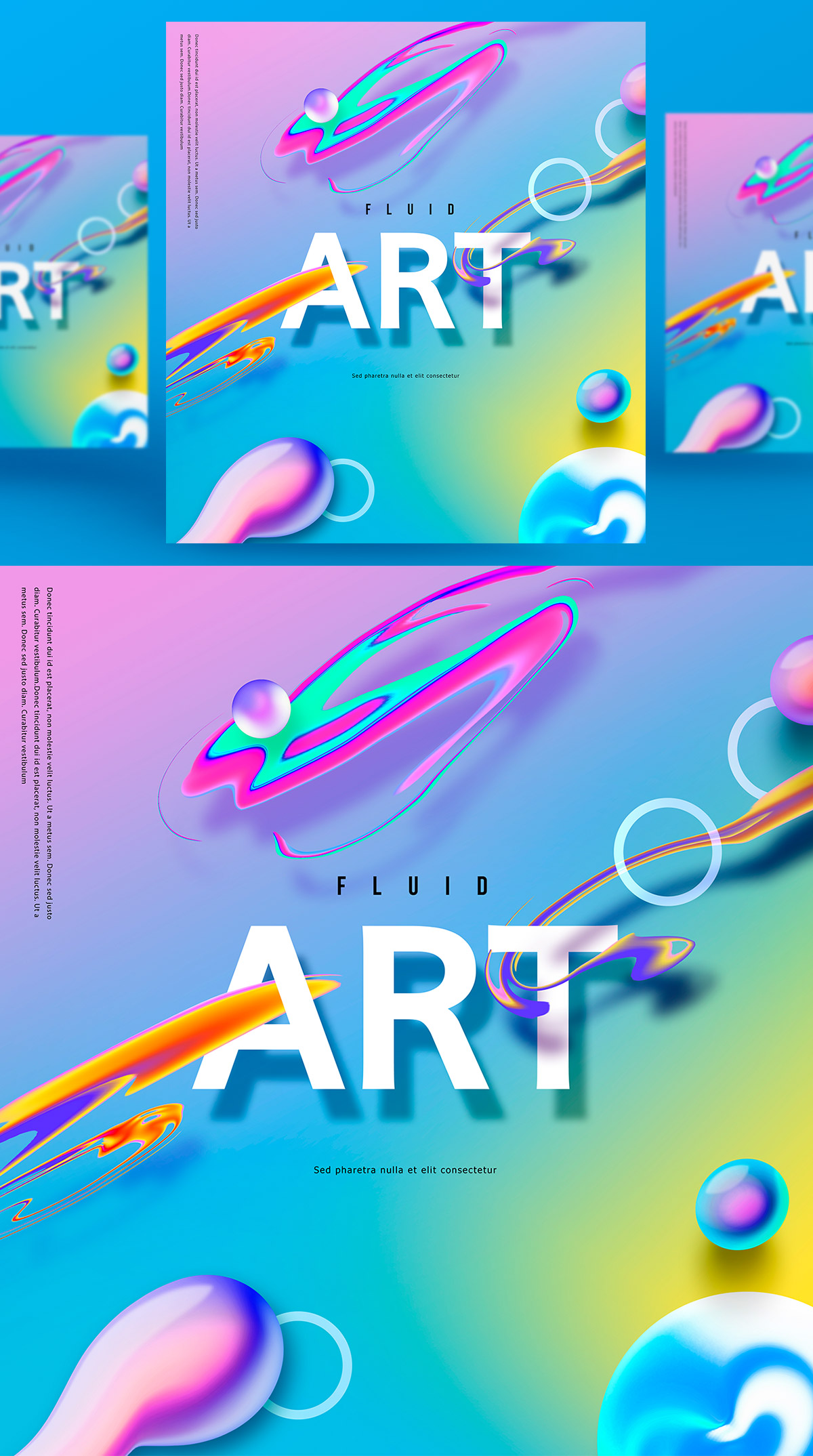 彩色创意时尚艺术流动渐变抽象空间海报高清背景PSD设计素材#