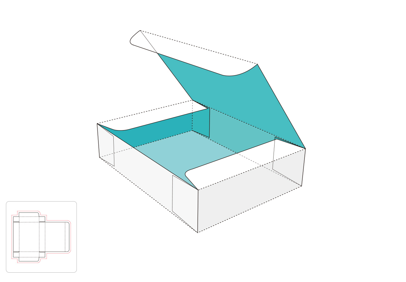 带盖的包装盒模切图/刀模图EPS源文件