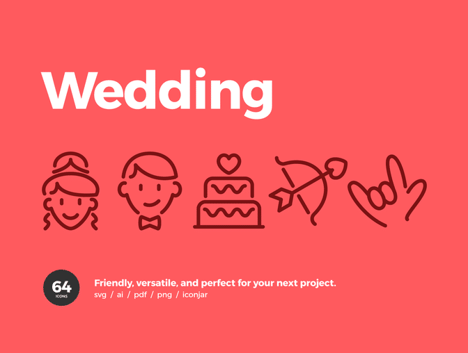 可爱俏皮高级个性婚礼图标系列矢量图标集Wedding Ico