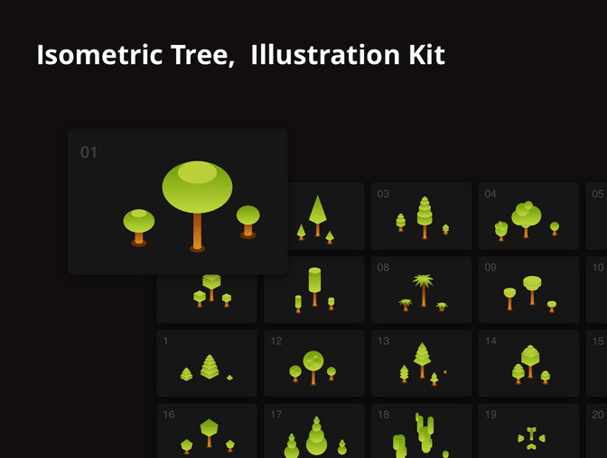 绿色植物树木等距插图矢量设计素材Isometric Tree