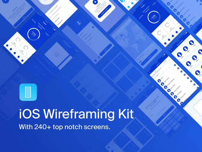 蓝色时尚简洁移动手机应用程序原型设计iOS线框工具包iOS