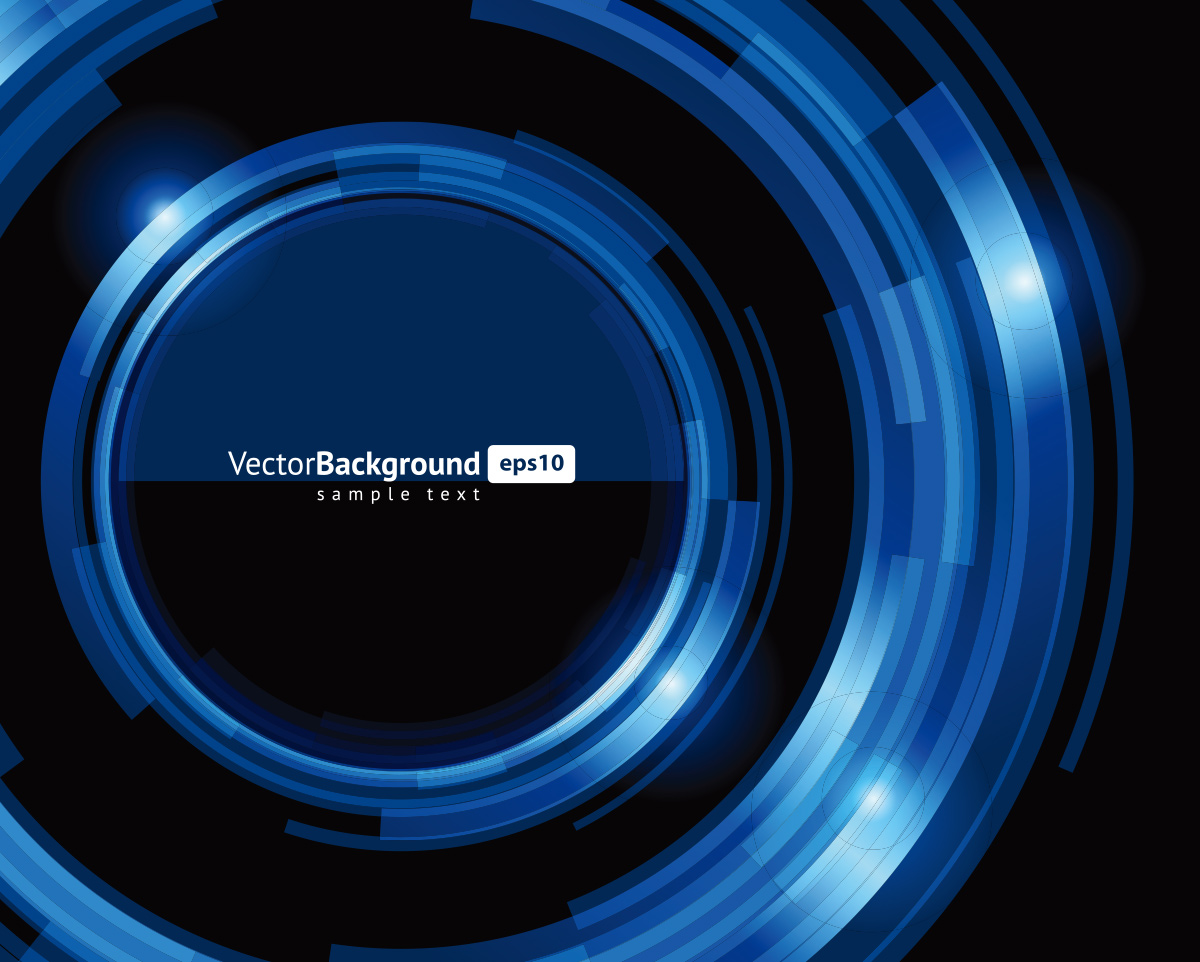 蓝色科技感光效抽象回溯技术圈矢量背景设计素材Vector b