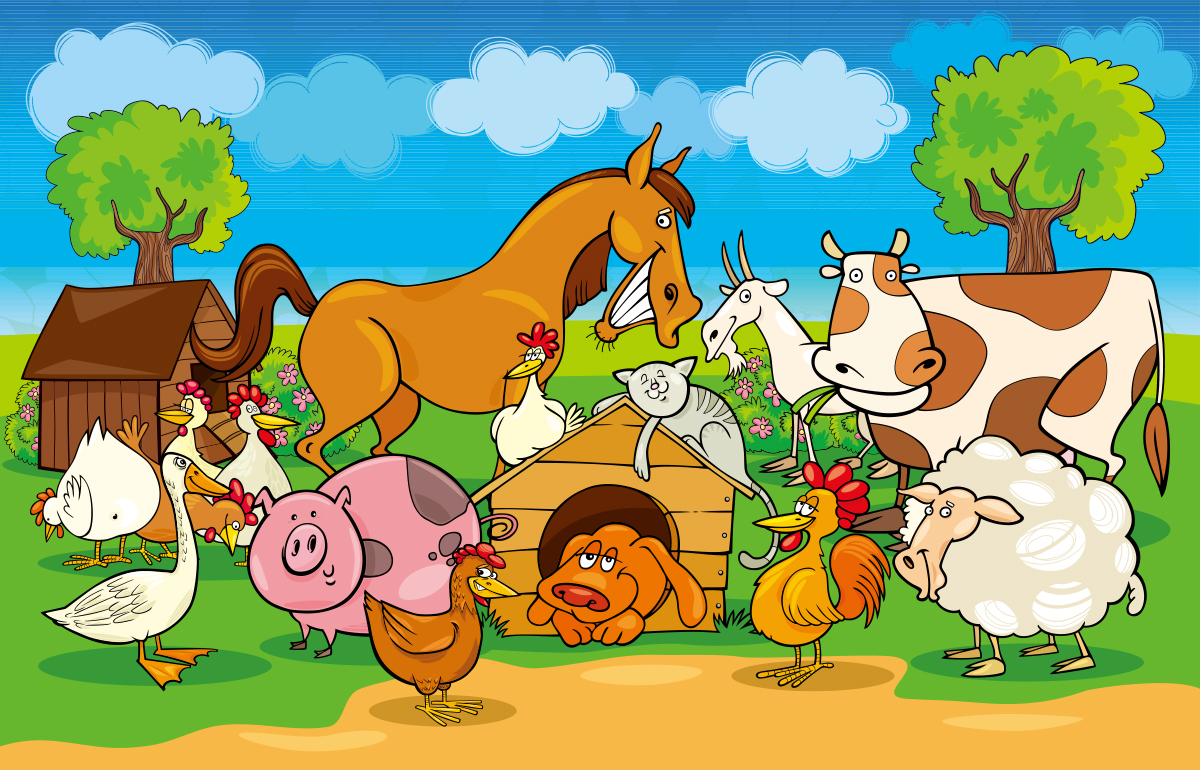 快乐农场卡通动物农畜场景动画背景插图矢量设计素材Animal