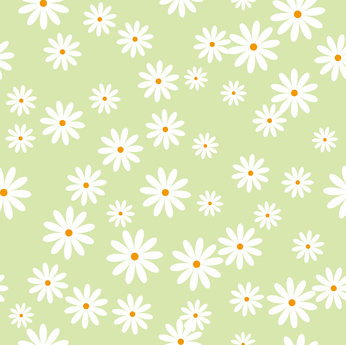 绿色清新小雏菊田野鲜花花卉植物无缝抽象背景矢量设计素材Fie
