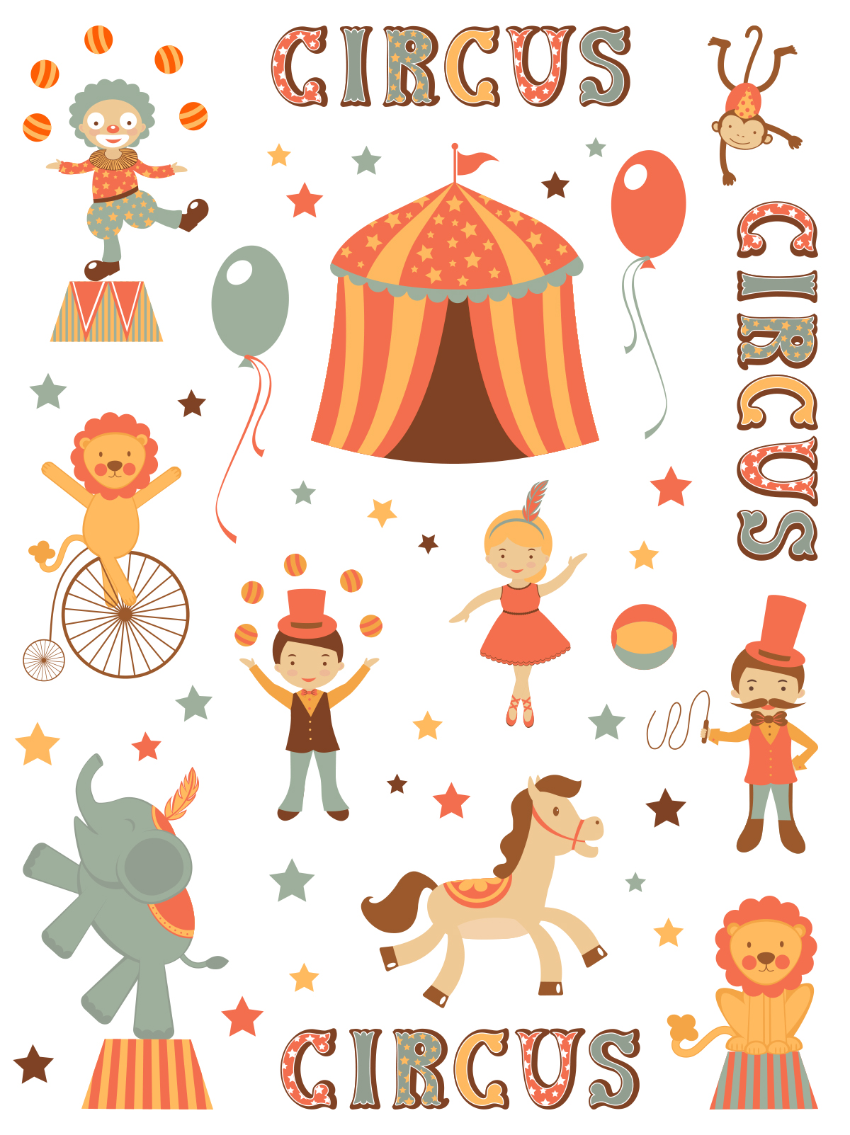可爱卡通手绘帐篷马戏团矢量插图设计素材Cute tent c