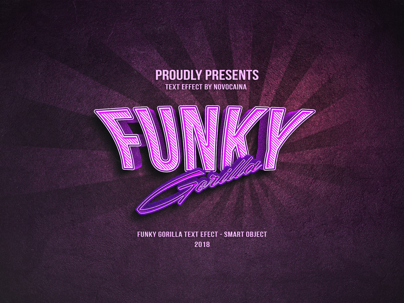 紫色时尚立体字体特效智能分层PSD模版 Funky Text