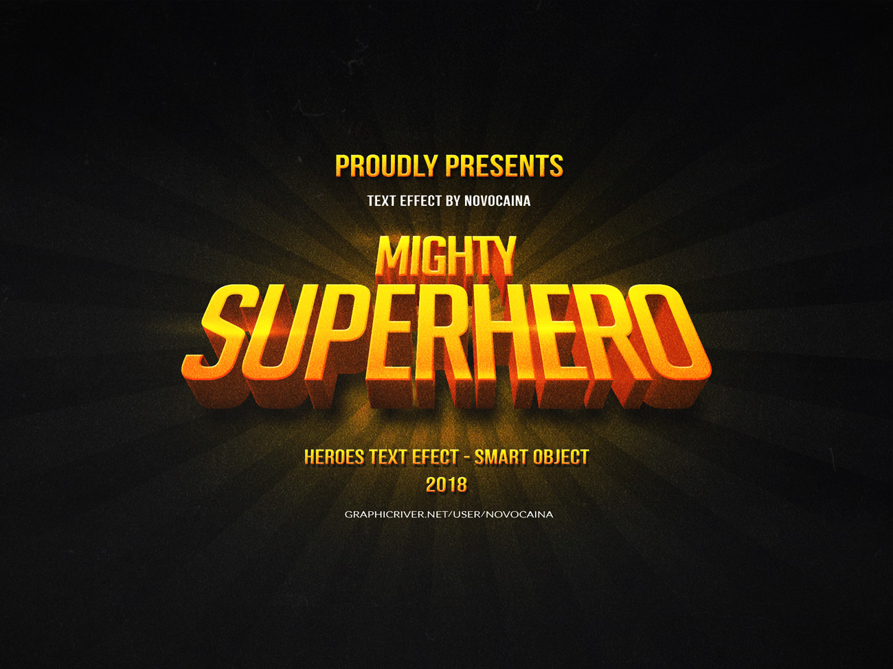 复古超级英雄立体字体特效智能分层PSD模版 Superher