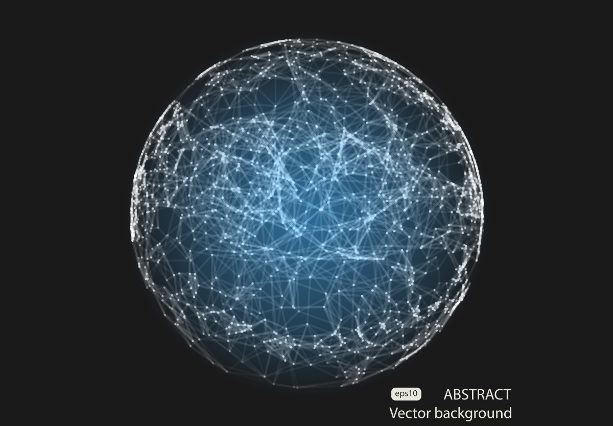 科技感网格蓝球未来信息技术飞溅的碎片高清背景矢量设计素材Ab