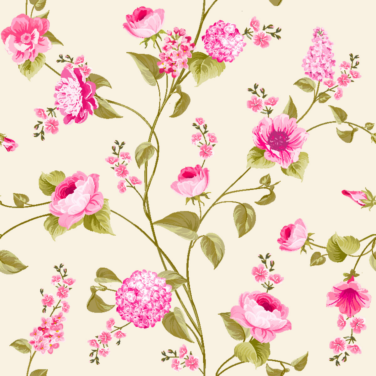 鲜花花卉织物纹理图案无缝花卉背景矢量插图绘画设计素材Purp