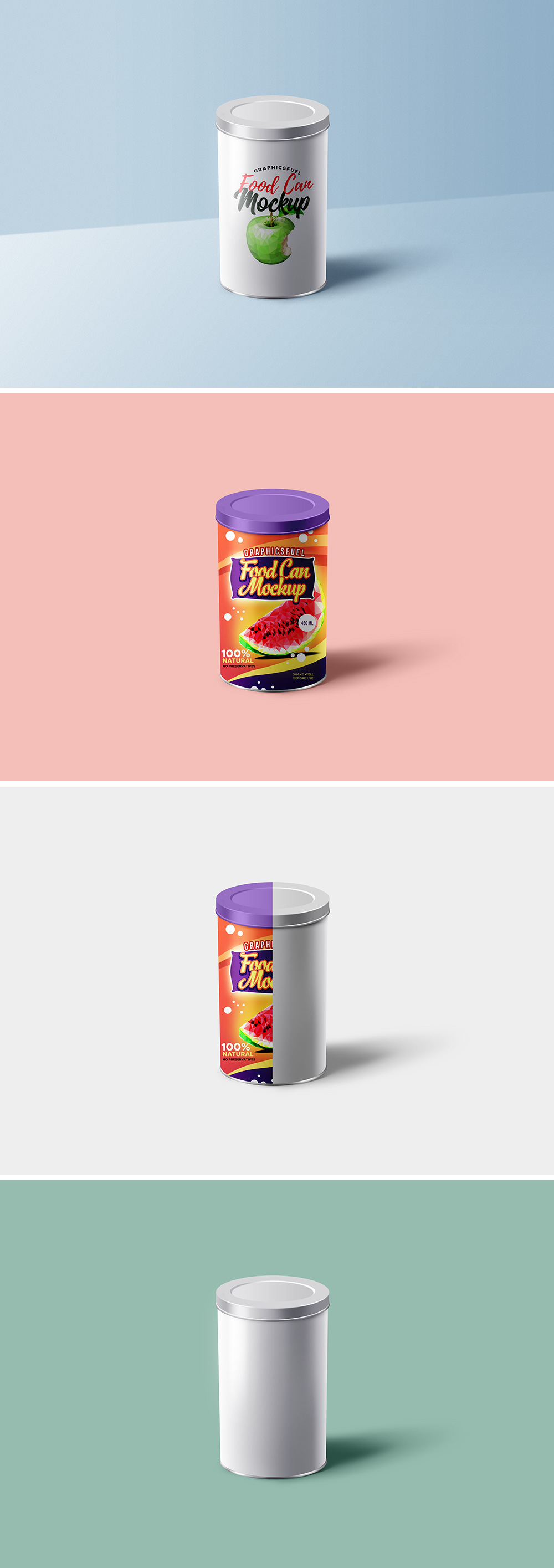 食品罐头贴图展示样机模版 Food Can Tin Mock