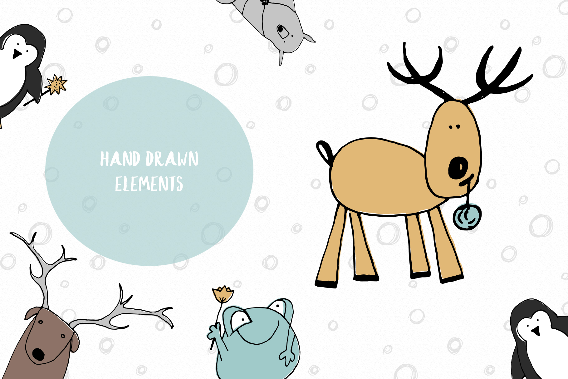 为婴儿托儿所定制的可爱动物插图图案素材合集包 Animals
