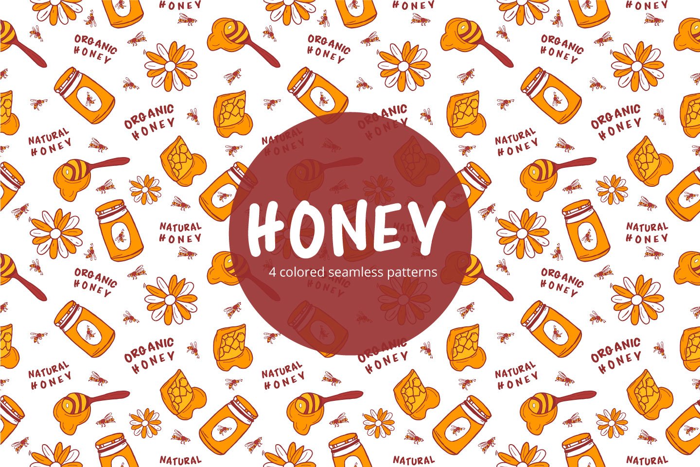 蜂蜜矢量无缝拼接图案素材 Honey Vector Seam