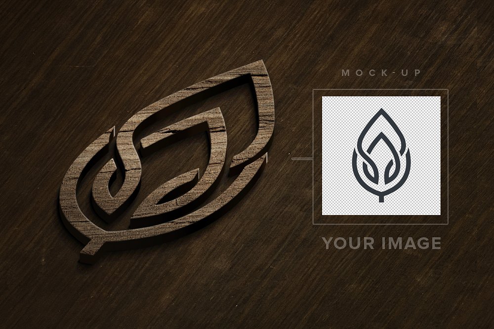 简约的木标志LOGO设计展示模型Wooden Logo Mo
