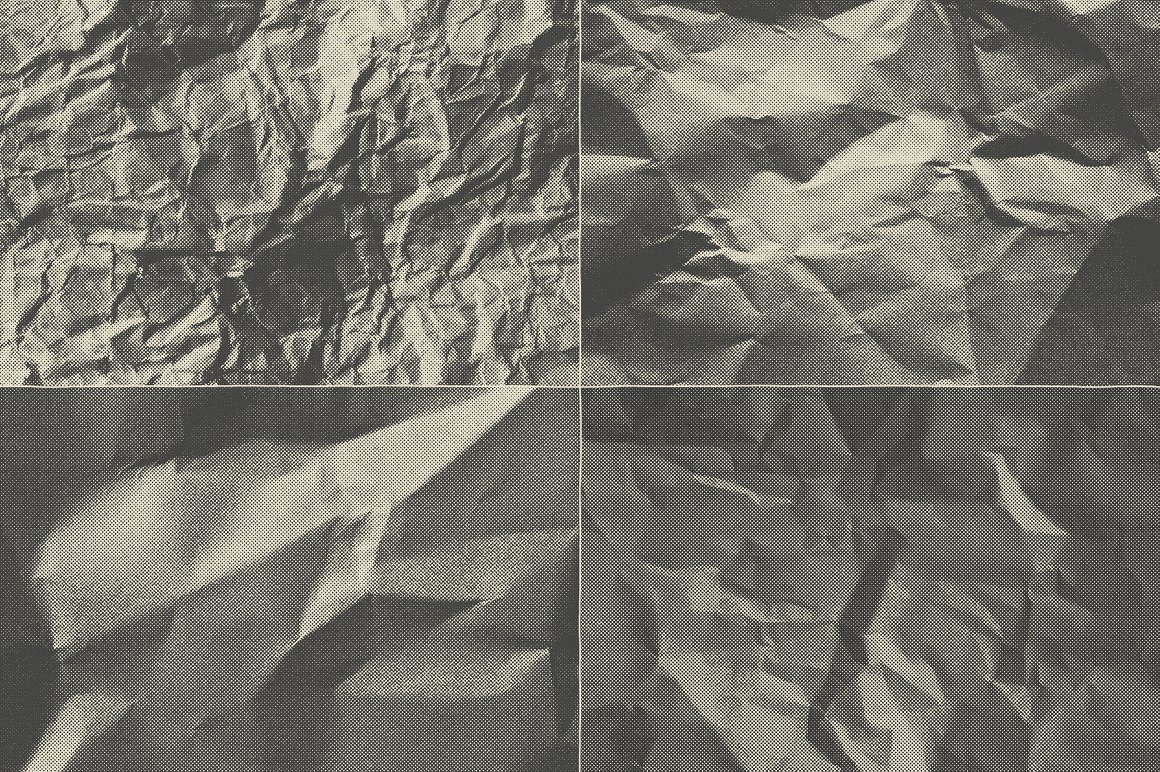 半色调皱褶纸张素材 15 Crumpled Paper Ha