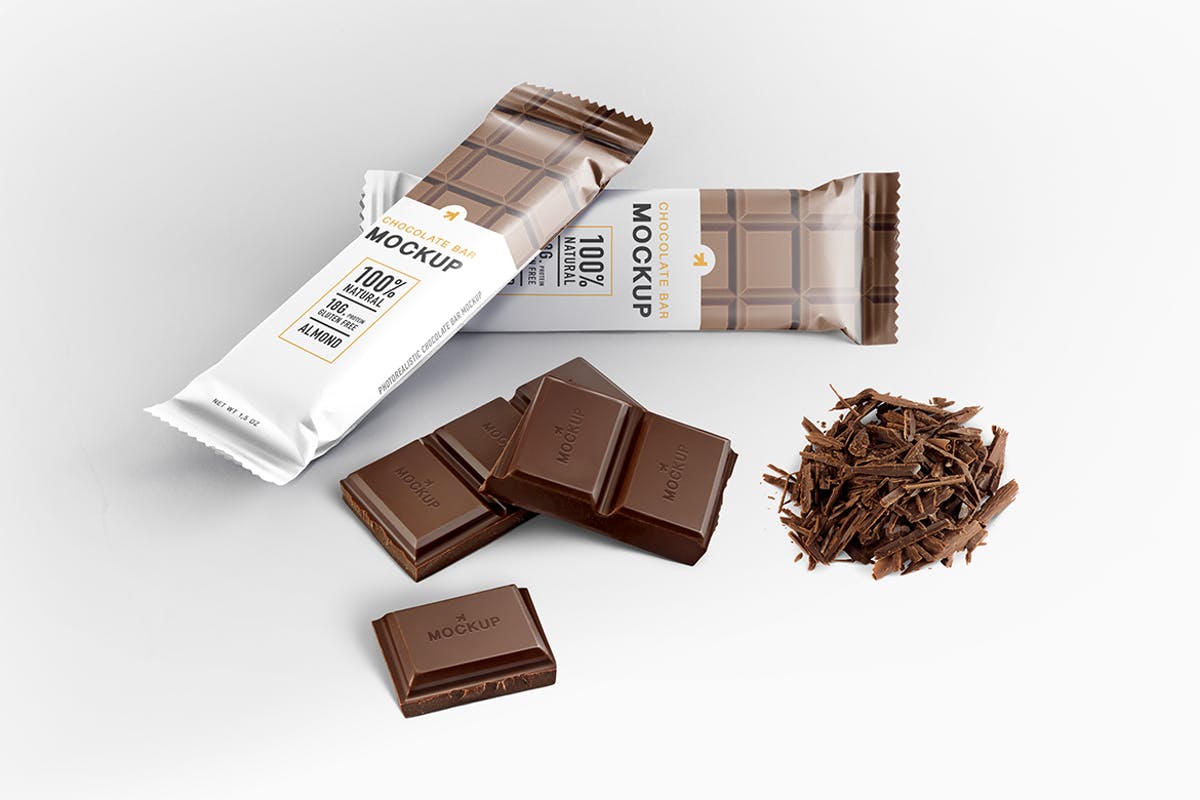 巧克力棒包装样机模板 Chocolate Bar Packa