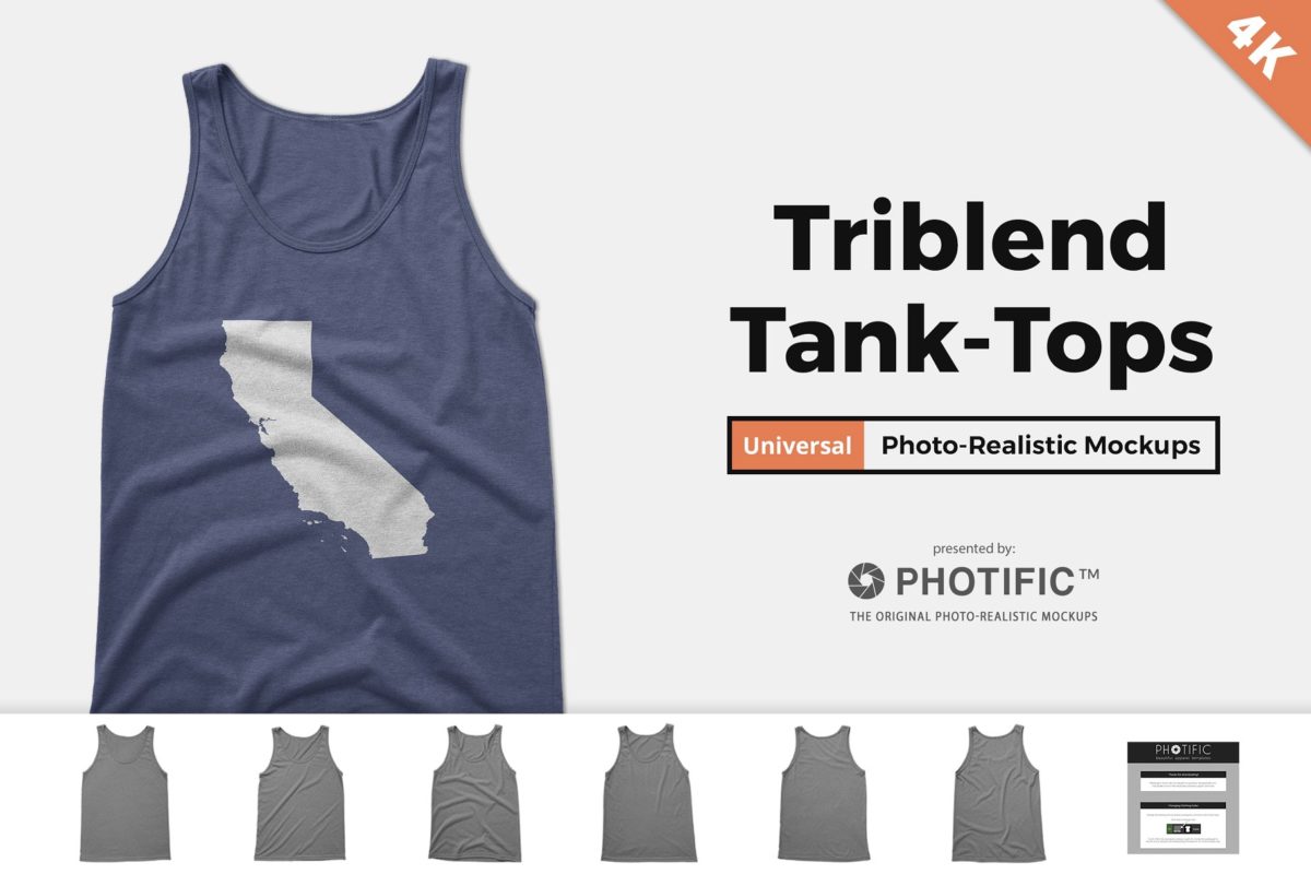 男士运动背心样机模板 Tri-Blend Tank-Top