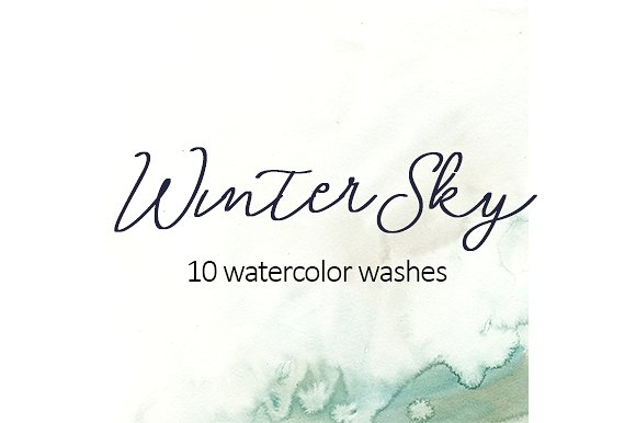 冬季天空水彩素材 Winter Sky Watercolor